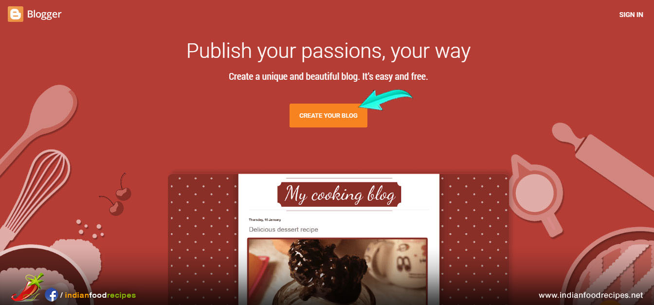 Step 1 - Go to Blogger.com and click Create your blog