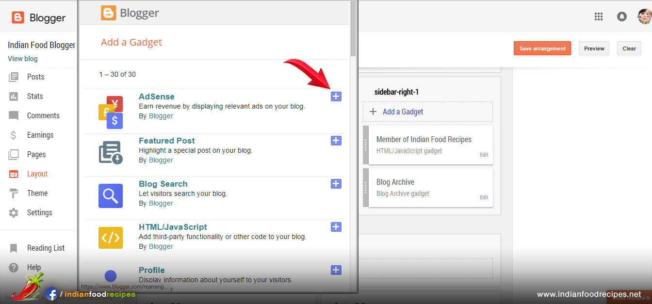 Step 22 - Click on + icon next to Adsense and follow instructions on screen.